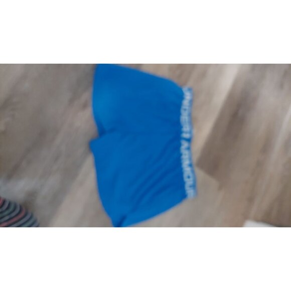 Under Armour Youth Large Blue HeatGear Athletic Shorts With Logo Waistband - Picture 4 of 4